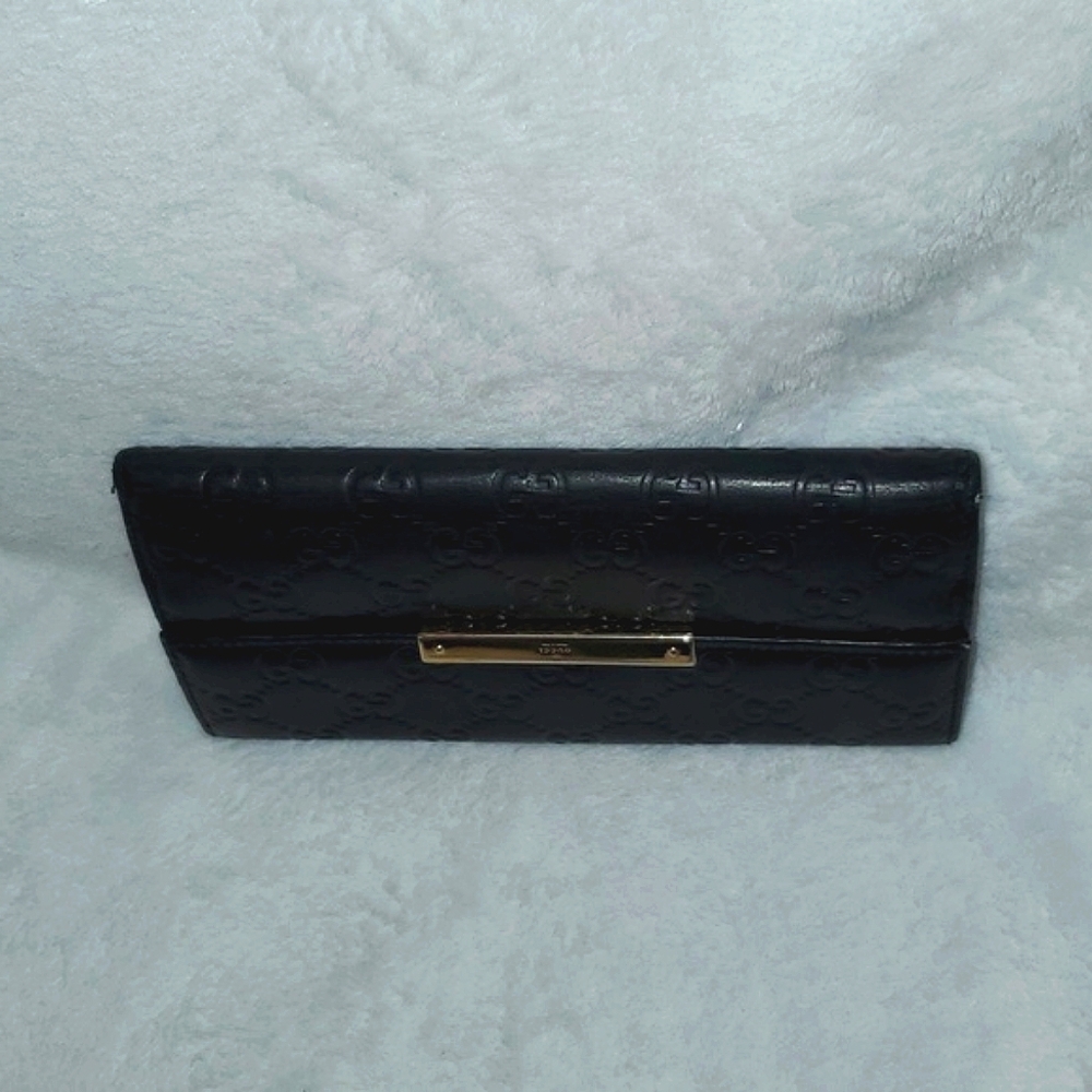 Gucci Black Guccissima Leather Flap Continental Wallet - Picture 7 of 16